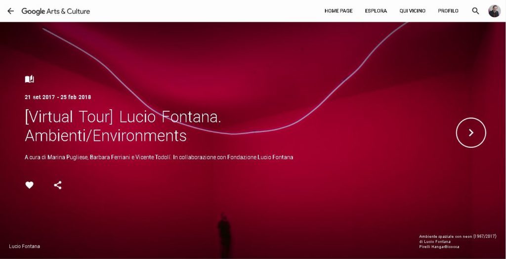 Virtual Tour Installazioni Lucio Fontana presso Pirelli Hangar Bicocca realizzato per Google Arts & Culture da Fabio Casati